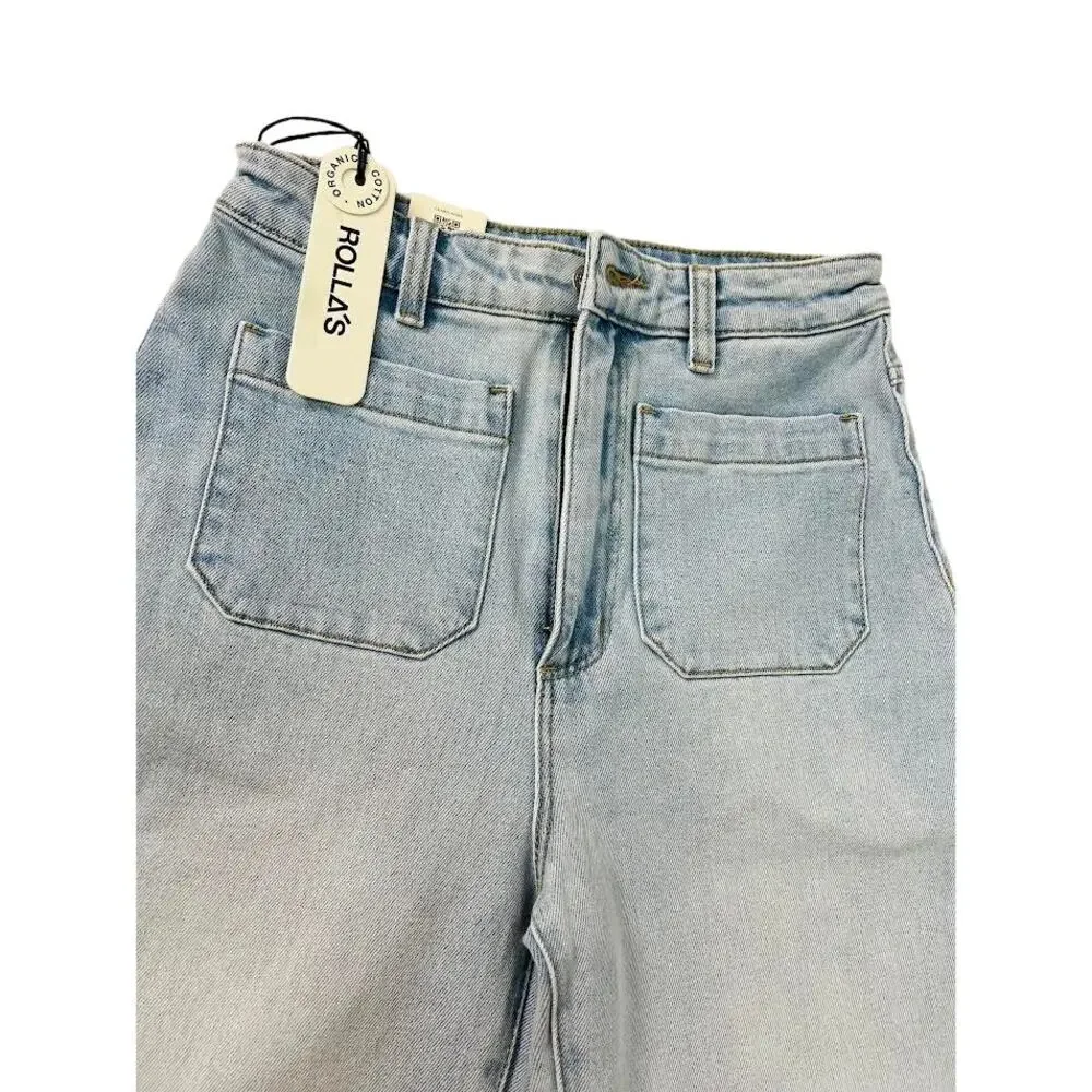 NWT! ROLLA'S WOMEN‎ Sailor Sophie Crop Wide Leg Jeans Light Blue SIZE-27 - Picture 11 of 12